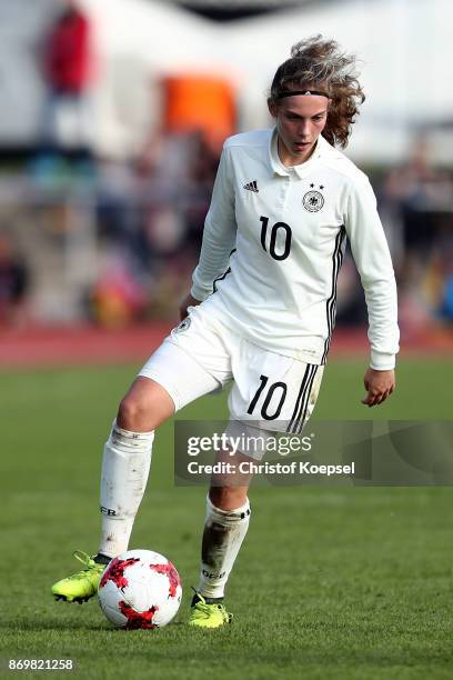 Annika Wohner of Germany runs with the ball during the International Friendly match between Germany U15 Girls and United States U15 Girls at Stadium...