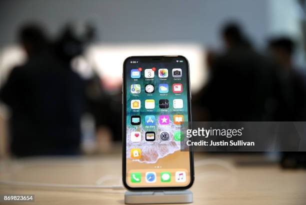 The new iPhone X is displayed at an Apple Store on November 3, 2017 in Palo Alto, California. The highly anticipated iPhone X went on sale around the...