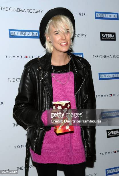 Model Agyness Deyn attends The Cinema Society and Tommy Hilfiger with SVEDKA vodka screening of "Management" at Landmark's Sunshine Cinema on May 5,...