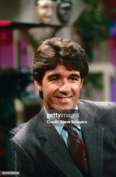 View of Canadian television host Alan Thicke on an episode of his variety show, 'Thicke of the Night,' Los Angeles, California, 1983.