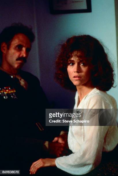 American actors Bruce Dern and Jane Fonda in a scene from the film 'Coming Home' , Santa Monica, California, 1977.