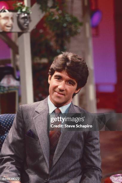 Portrait of Canadian television host Alan Thicke on an episode of his variety show, 'Thicke of the Night,' Los Angeles, California, 1983.