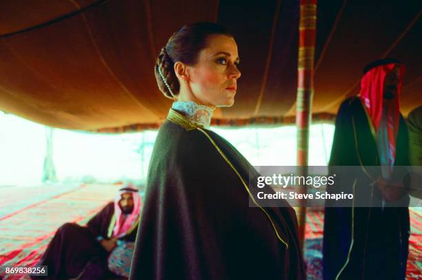 American actress Jane Fonda , along with unidentified others, in a scene from the film 'Rollover' , New York, New York, 1981.