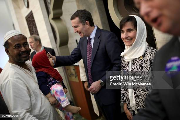 Virginia Democratic candidate for governor, Lt. Gov. Ralph Northam , greets congregants while campaigning at the All Dulles Area Muslim Society...