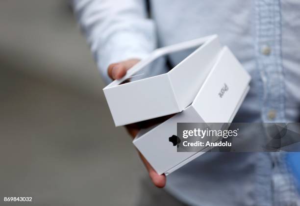 Apple's New iPhone X goes on sale at an Apple Store in California's Palo Alto, United States on November 03, 2017. Thousands amassed outside Apple...