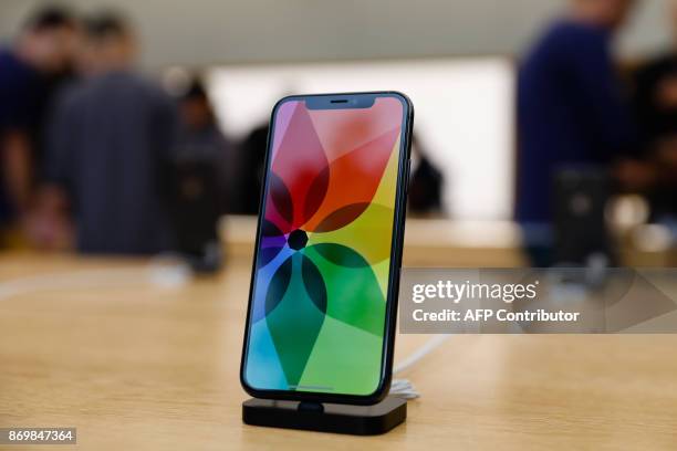 The new iPhone X is seen in the Apple Store Union Square on November 3 in San Francisco, California. Apple's flagship iPhone X hits stores around the...