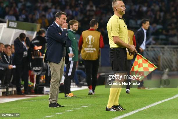 Eusebio Sacristan, head coach of Real Sociedad, during the UEFA Europa League Group L football match between Real Sociedad and FK Vardar at the...