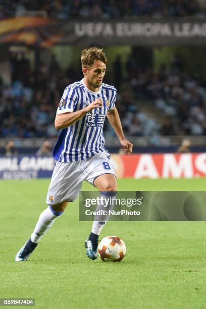 Adnan Januzaj of Real Sociedad during the UEFA Europa League Group L football match between Real Sociedad and FK Vardar at the Anoeta Stadium, on 2...