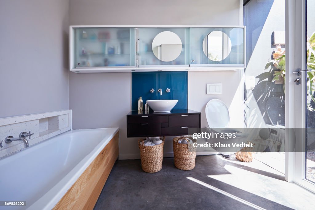 Interior still life image of bathroom designed villa