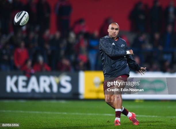 Cork , Ireland - 3 November 2017; Simon Zebo of Munster ahead of the Guinness PRO14 Round 8 match between Munster and Dragons at Irish Independent...