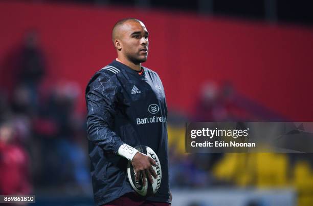 Cork , Ireland - 3 November 2017; Simon Zebo of Munster ahead of the Guinness PRO14 Round 8 match between Munster and Dragons at Irish Independent...