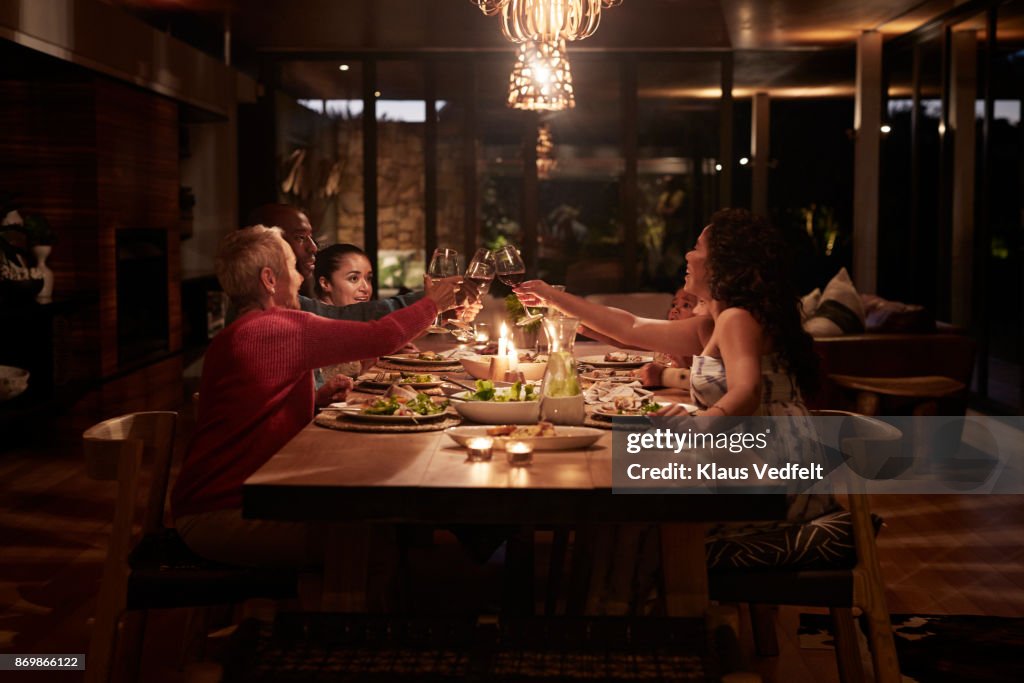 Multigenerational family having dinner