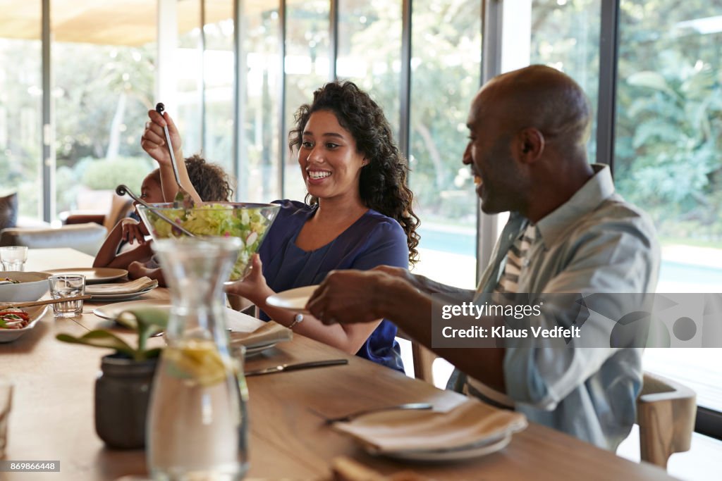 Multigenerational family having weekend lunch