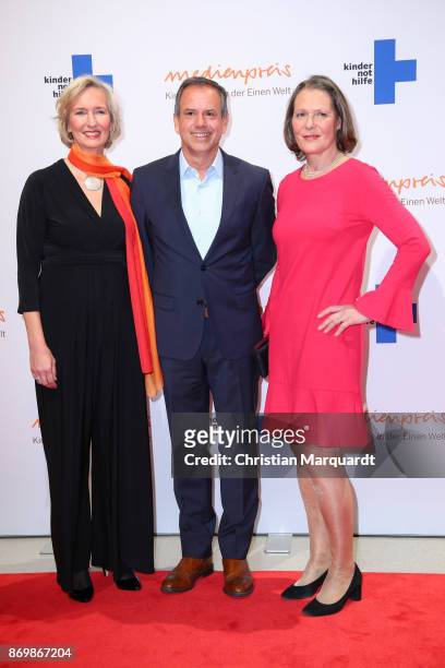 Katrin Weidemann, Andreas Cichowicz and Christina Rau attend the 19th Media Award by Kindernothilfe on November 3, 2017 in Berlin, Germany.