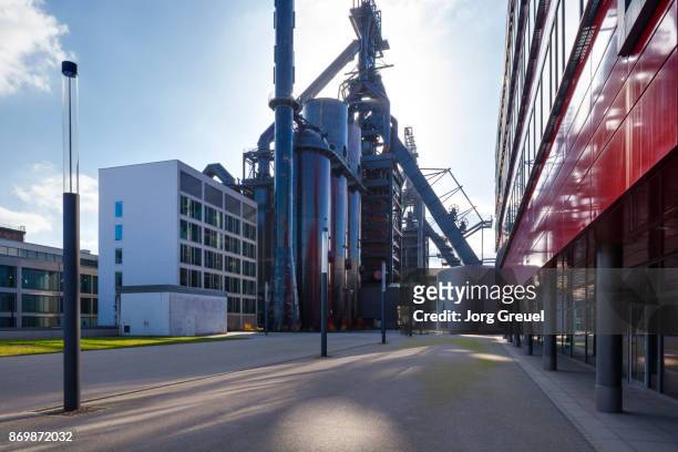 abandoned blast furnace in belval, luxembourg - esch sur alzette stockfoto's en -beelden