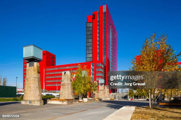 office high-rise building in belval, luxembourg - esch sur alzette stockfoto's en -beelden