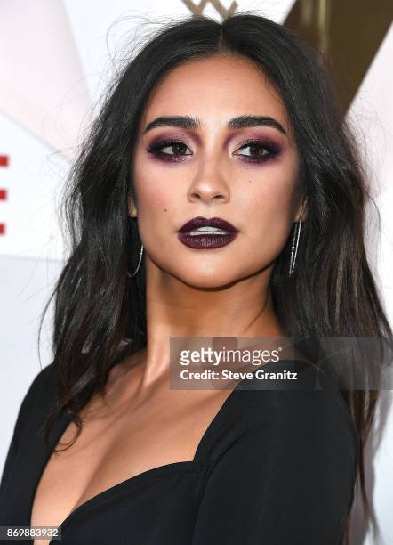 Shay Mitchell arrives at the #REVOLVEawards at DREAM Hollywood on November 2, 2017 in Hollywood, California.