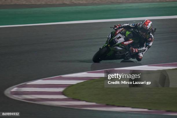 Jonathan Rea of Great Britain and KAWASAKI RACING TEAM rounds the bend during the FIM Superbike World Championship in Qatar - Race 1 at Losail...