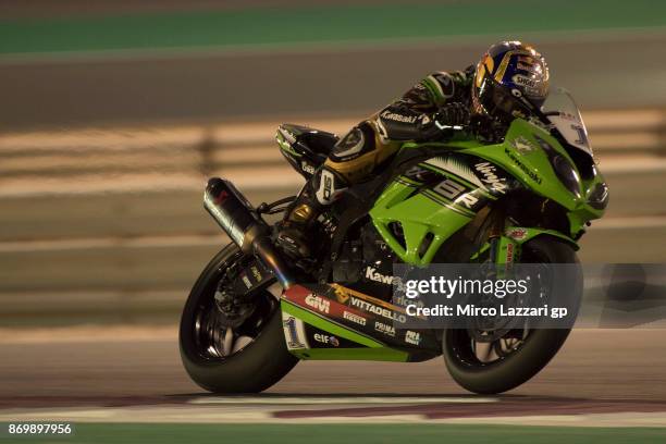 Kenan Sofuoglu of Turkey and Kawasaki Puccetti Racing heads down a straight during the FIM Superbike World Championship in Qatar - Race 1 at Losail...