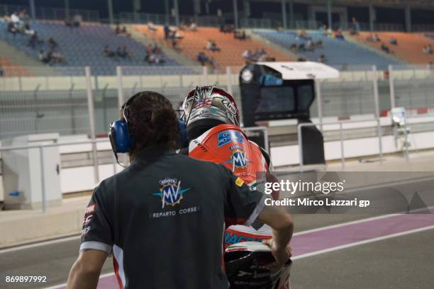 Patrick Jacobsen of USA and MV Agusta Reparto Corse starts from box during the FIM Superbike World Championship in Qatar - Race 1 at Losail Circuit...