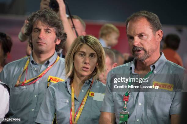 Pirelli staff look on in paddock during the race 1 of FIM Superbike World Championship in Qatar - Race 1 at Losail Circuit on November 3, 2017 in...