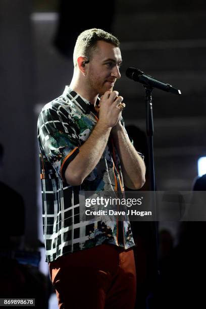 Sam Smith performs at Apple Music's 'On The Record: The Thrill Of It All - Live', streamed globally on November 3, 2017 in London, England.