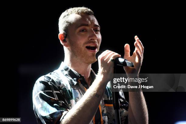 Sam Smith performs at Apple Music's 'On The Record: The Thrill Of It All - Live', streamed globally on November 3, 2017 in London, England.