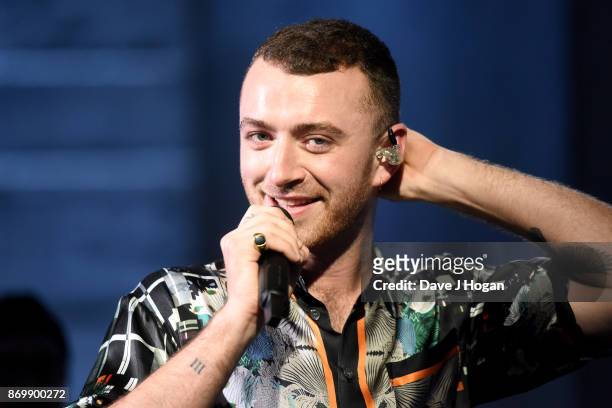 Sam Smith performs at Apple Music's 'On The Record: The Thrill Of It All - Live', streamed globally on November 3, 2017 in London, England.