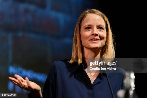 Jodie Foster speaks at "The Silence of the Lambs" Q&A at BFI Southbank on November 3, 2017 in London, England.