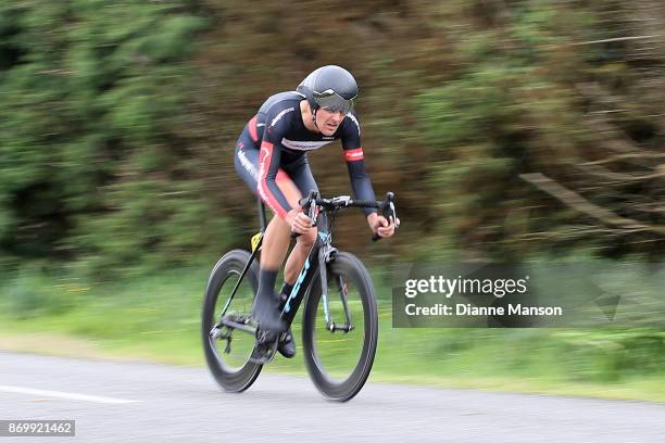 Michael Vink of Christchurch, Mike Greer Homes , finishes first in the individual time trials at Winton during stage 6 of the 2017 Tour of Southland...