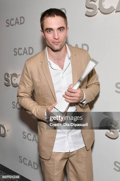 Actor Robert Pattinson with Maverick Award backstage at Trustees Theater during 20th Anniversary SCAD Savannah Film Festival on November 3, 2017 in...