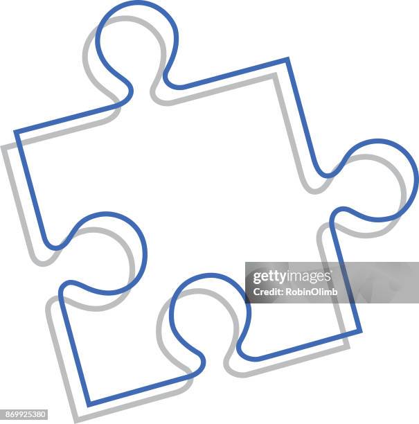 linie art puzzle-stück - puzzleteil stock-grafiken, -clipart, -cartoons und -symbole