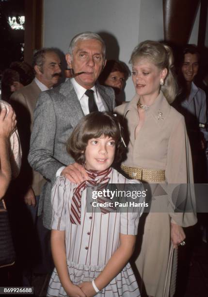 Aaron Spelling with wife Candy Spelling and daughter Tori Spelling at a Beverly Hills, Los Angeles , California hotel April 21, 1984