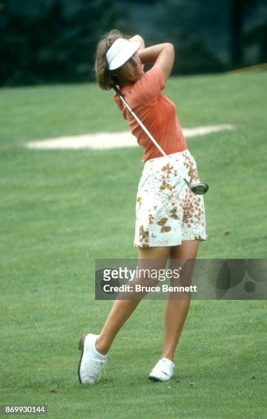 Beth Stone of the United States hits her shot during the 1978 WUI Classic circa August, 1978 at the North Hills Country Club in Manhasset, New York.
