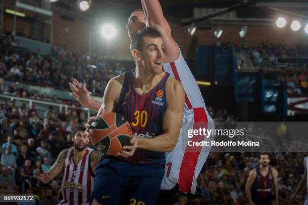 Victor Claver, #30 of FC Barcelona Lassa in action during the 2017/2018 Turkish Airlines EuroLeague Regular Season Round 5 game between FC Barcelona...