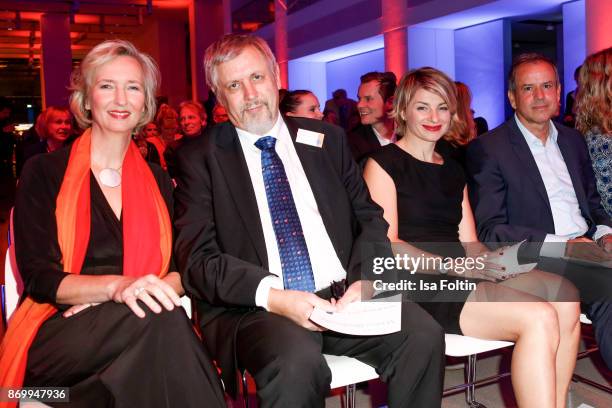 Katrin Weidemann with her husband Markus Weidemann, German presenter Sabine Heinrich and Andreas Cichowicz during the 19th Media Award by...