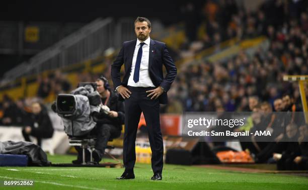 Slavisa Jokanovic manager / head coach of Fulham during the Sky Bet Championship match between Wolverhampton and Fulham at Molineux on November 3,...