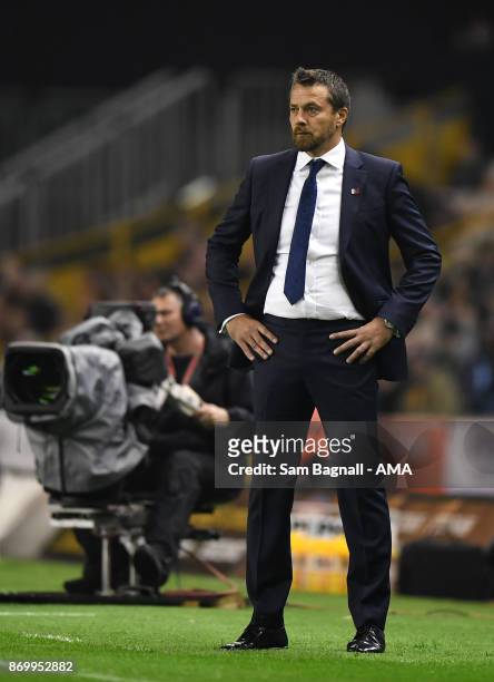 Slavisa Jokanovic manager / head coach of Fulham during the Sky Bet Championship match between Wolverhampton and Fulham at Molineux on November 3,...