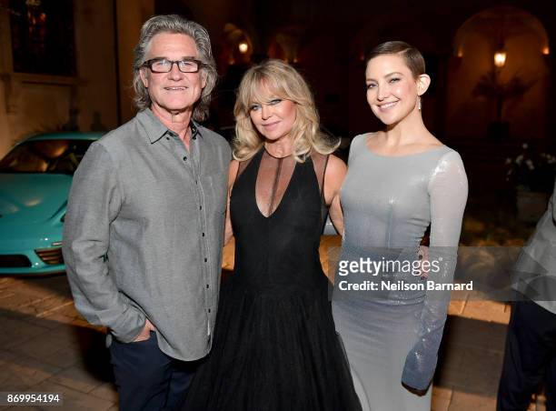 Co-host Kurt Russell, founder of The Hawn Foundation and Co-Host Goldie Hawn, and Kate Hudson attend Goldie's Love In For Kids at Ron Burkle's Green...