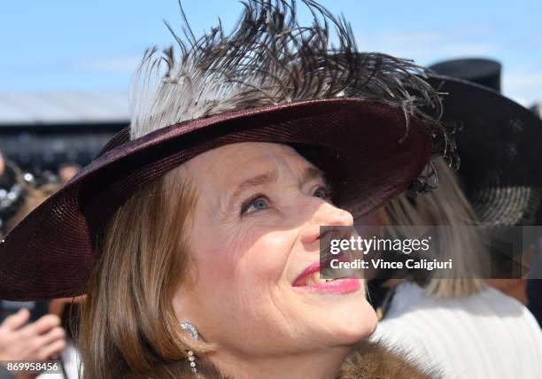 Trainer Gai Waterhouse after the win of Cismontane in Race 4, Lexus Stakes on Derby Day at Flemington Racecourse on November 4, 2017 in Melbourne,...