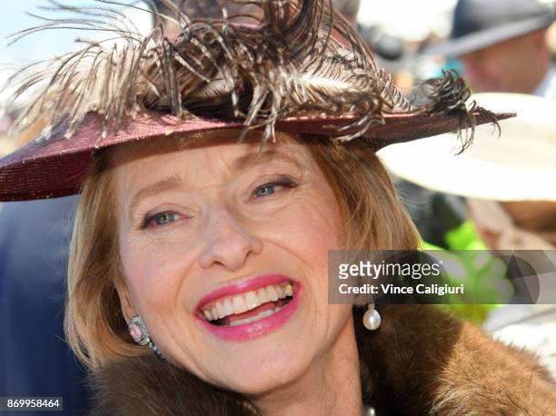 Trainer Gai Waterhouse after the win of Cismontane in Race 4, Lexus Stakes on Derby Day at Flemington Racecourse on November 4, 2017 in Melbourne,...