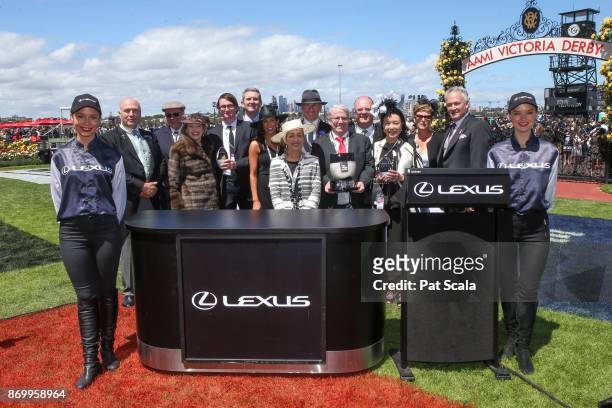 Connections of Cismontane after winning the Lexus Stakes at Flemington Racecourse on November 04, 2017 in Flemington, Australia.