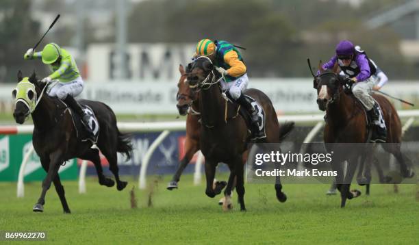 Kathy O'Hara on Black on Gold wins race 4 , during Sydney Racing at Rosehill Gardens on November 4, 2017 in Sydney, Australia.