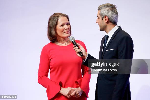 Christina Rau and German-Iranian presenter Michel Abdollahi during the 19th Media Award by Kindernothilfe on November 3, 2017 in Berlin, Germany.