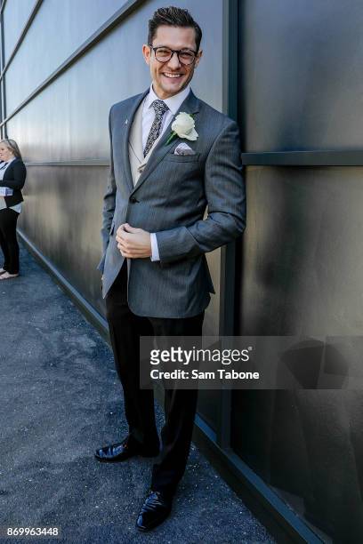 Rob Mills poses at the Sensis Marquee on Derby Day at Flemington Racecourse on November 4, 2017 in Melbourne, Australia.
