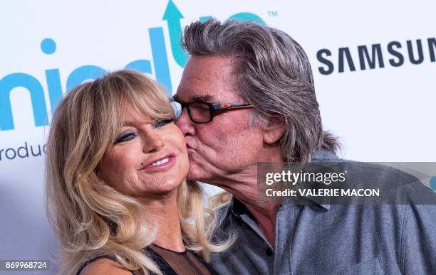 Actors Goldie Hawn and Kurt Russell attend the "Goldie's Love-In", an evening celebrating MindUp Going Global Event, on November 3 in Beverly Hills,...