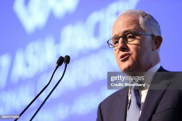 Malcolm Turnbull, Australia's prime minister, speaks during the Asia-Pacific Regional Conference in Perth, Australia, on Saturday, Nov. 4, 2017. The...