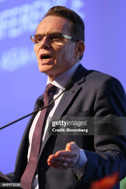 Andrew Mackenzie, chief executive officer of BHP Billiton Ltd., speaks during the Asia-Pacific Regional Conference in Perth, Australia, on Saturday,...