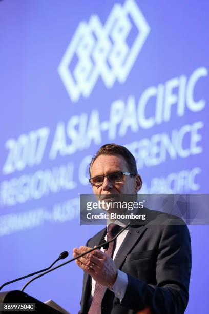 Andrew Mackenzie, chief executive officer of BHP Billiton Ltd., speaks during the Asia-Pacific Regional Conference in Perth, Australia, on Saturday,...