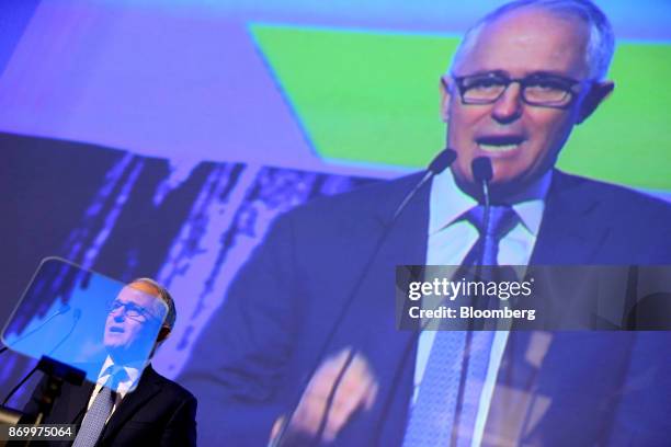 Malcolm Turnbull, Australia's prime minister, speaks during the Asia-Pacific Regional Conference in Perth, Australia, on Saturday, Nov. 4, 2017. The...